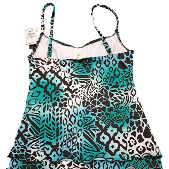 Leilani Women's Tankini Top Animal Print Blue Travel Vacation Beach Top Sz 6 - Picture 4 of 9